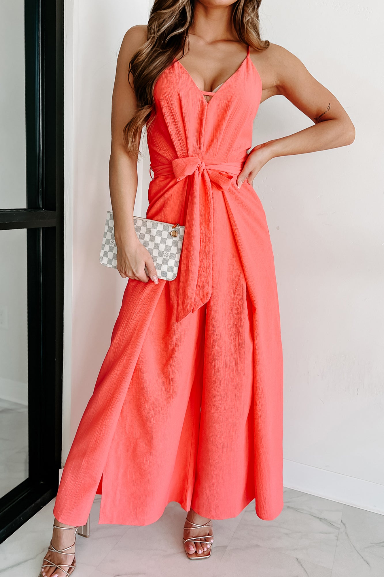 Vivacious Beauty Wide Leg Jumpsuit (Coral) - NanaMacs