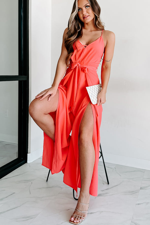 Vivacious Beauty Wide Leg Jumpsuit (Coral) - NanaMacs