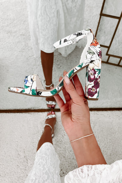 Fixated On You Floral Heel (White) - NanaMacs