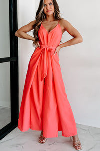 Vivacious Beauty Wide Leg Jumpsuit (Coral) - NanaMacs