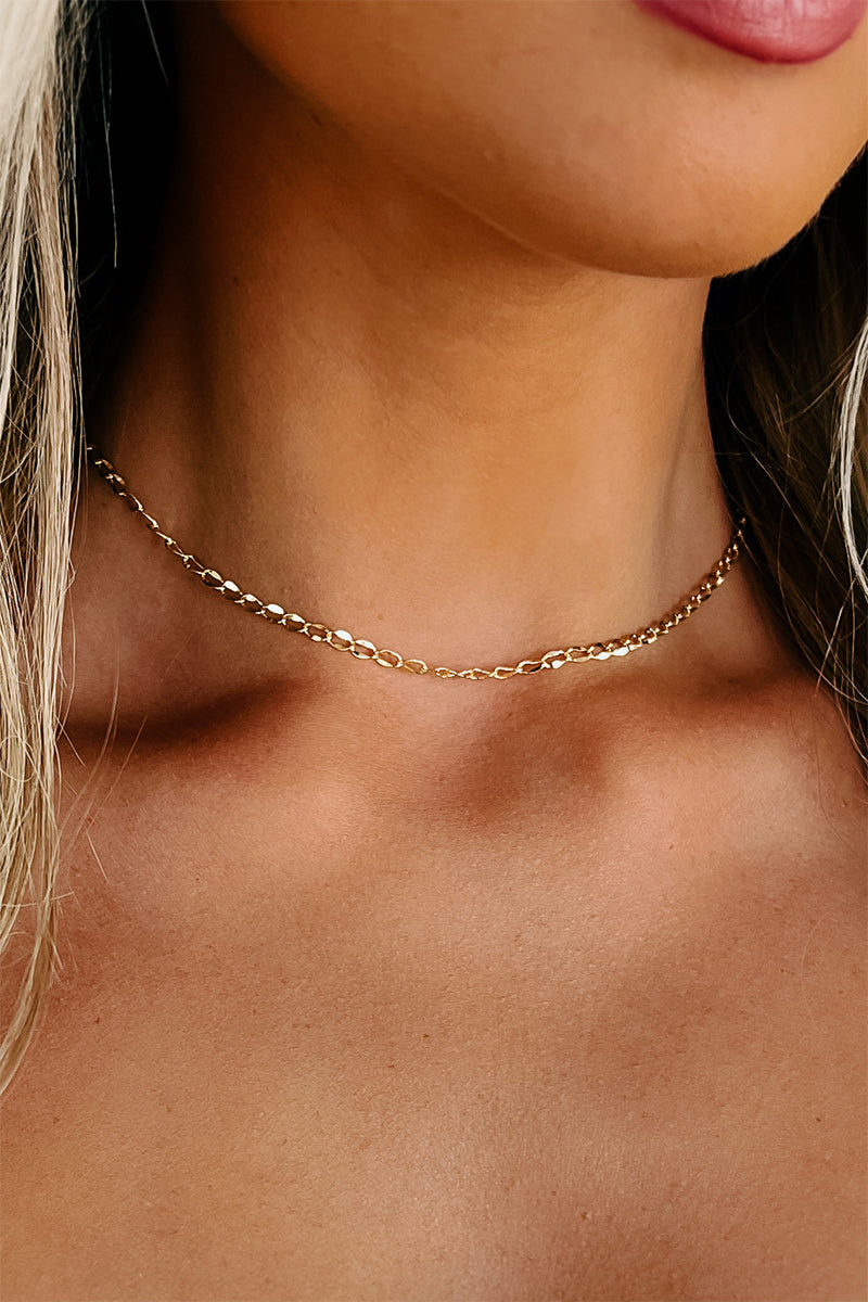 Keep It Simple Choker Necklace (Gold) - NanaMacs