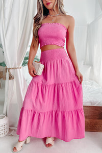 Confident Choices Smocked Tube Top & Skirt Set (Fuchsia) - NanaMacs