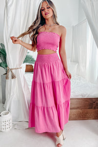 Confident Choices Smocked Tube Top & Skirt Set (Fuchsia) - NanaMacs