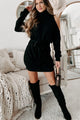 Taking Over My Time Cold Shoulder Sweater Dress (Black) - NanaMacs