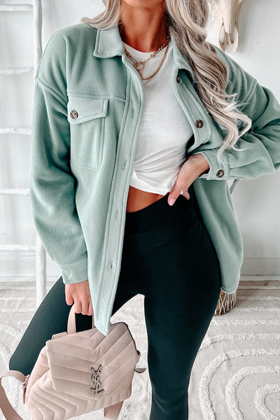 Inner Hope Brushed Fleece Shacket (Sage) - NanaMacs