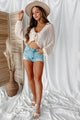 Something About Her Tie-Front Cropped Crochet Cardigan (Cream) - NanaMacs