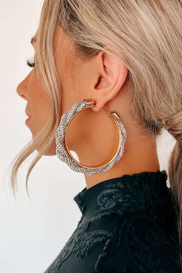 Hollywood Moment Twisted Rhinestone Hoops (Gold/Multi) - NanaMacs