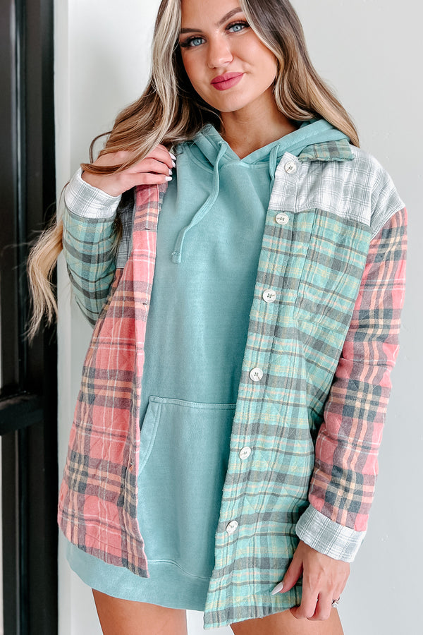 Just Up The Road Quilted Plaid Jacket (Green Multi) - NanaMacs