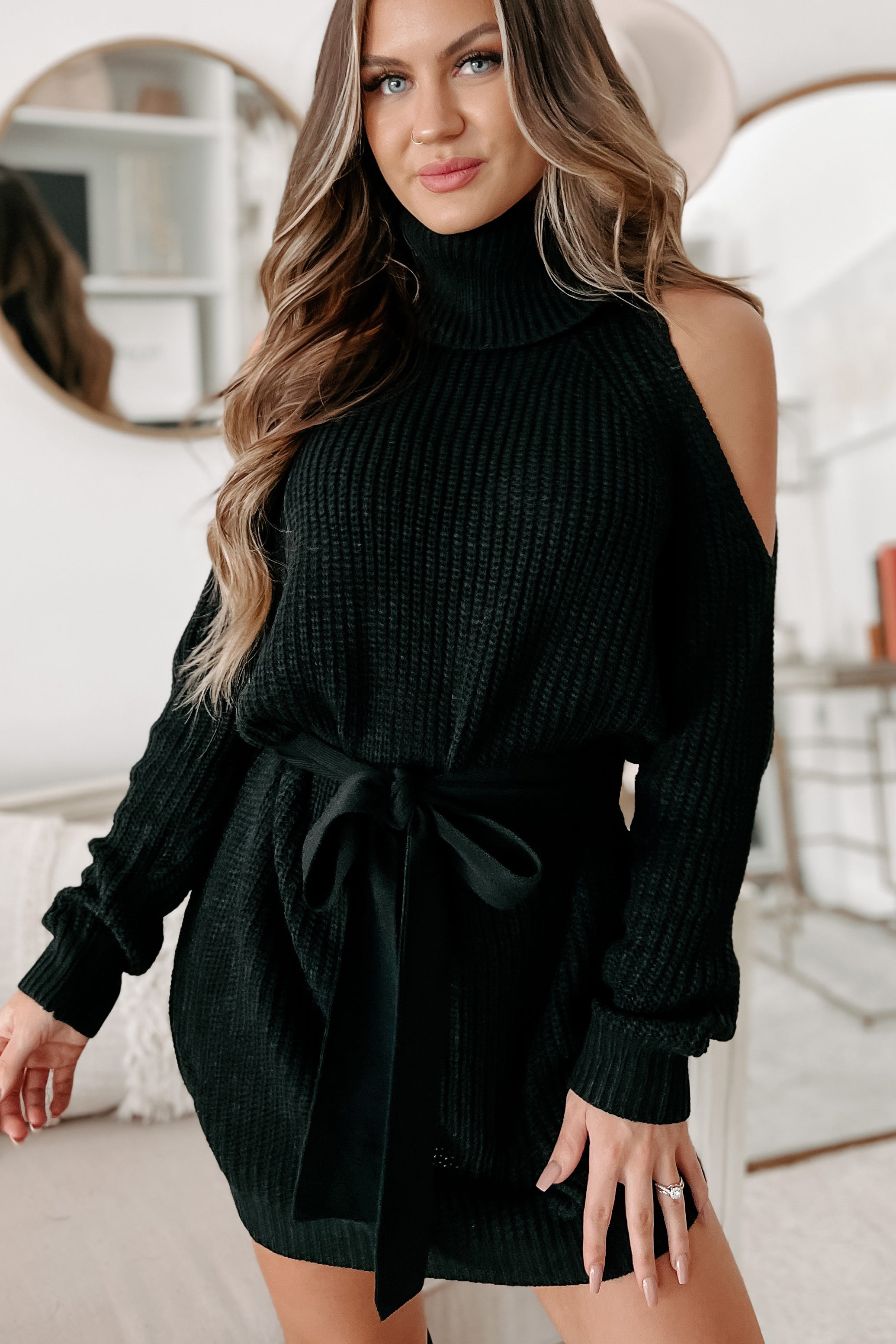 Cold shoulder sweater clearance dresses