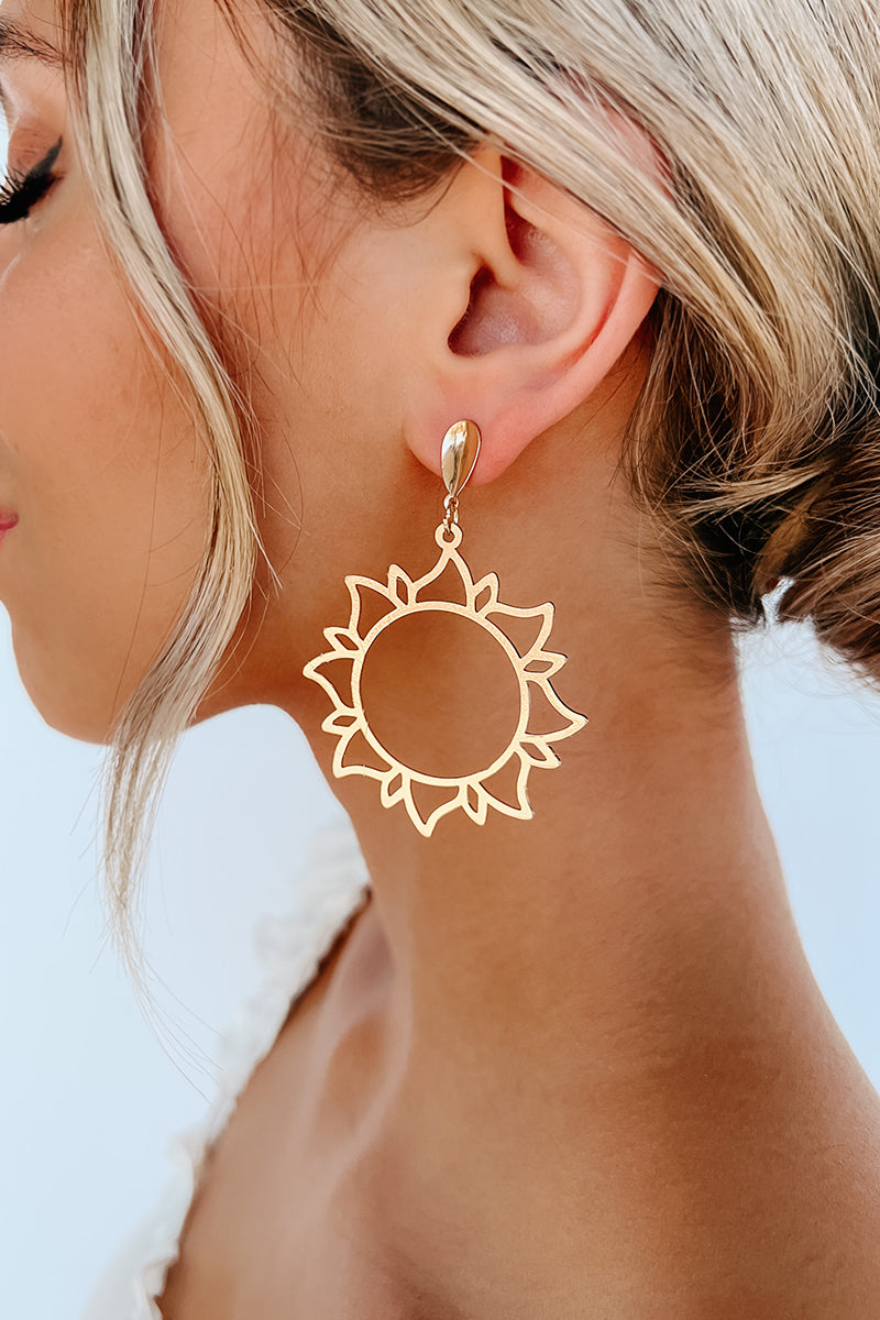 Oh Happy Day Dangle Sun Earrings (Gold) - NanaMacs