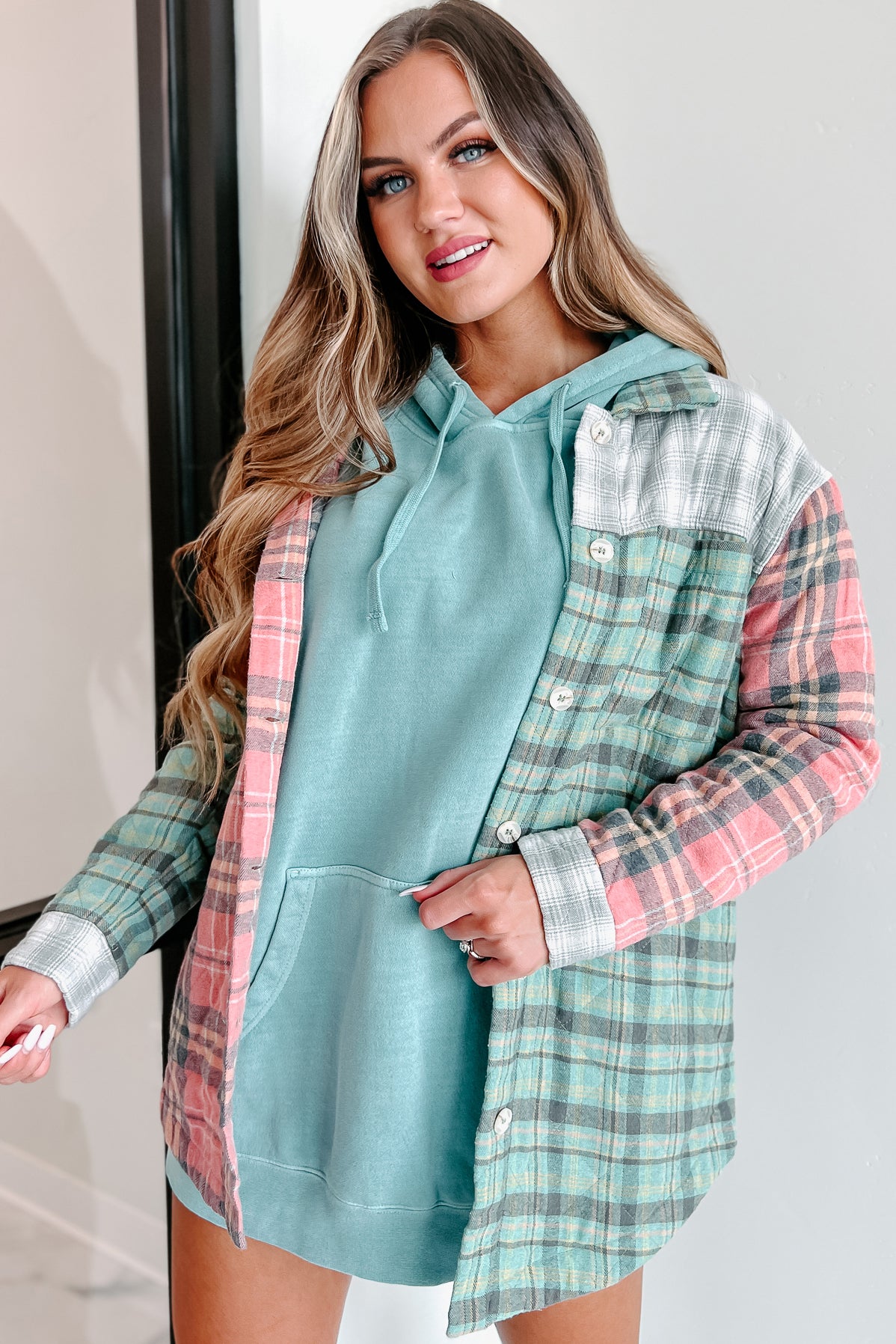 Just Up The Road Quilted Plaid Jacket (Green Multi) - NanaMacs