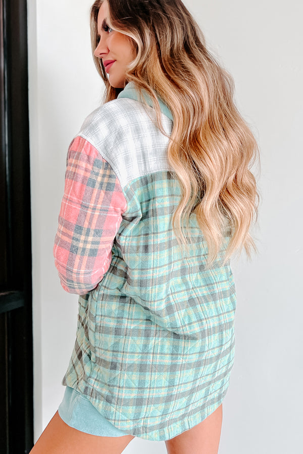 Just Up The Road Quilted Plaid Jacket (Green Multi) - NanaMacs