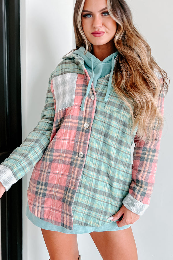 Just Up The Road Quilted Plaid Jacket (Green Multi) - NanaMacs