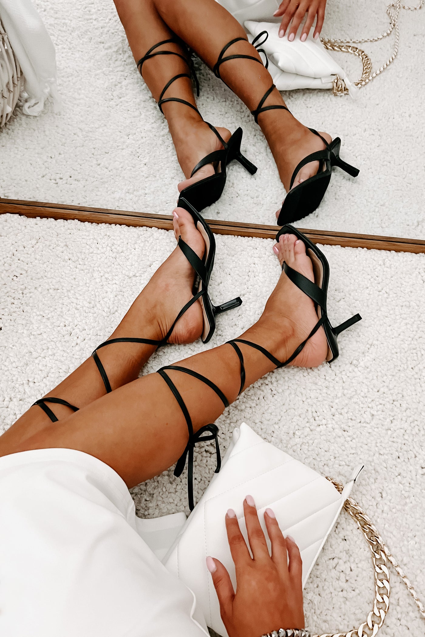 Elisha Ankle Wrap Heeled Sandals (Black) - NanaMacs