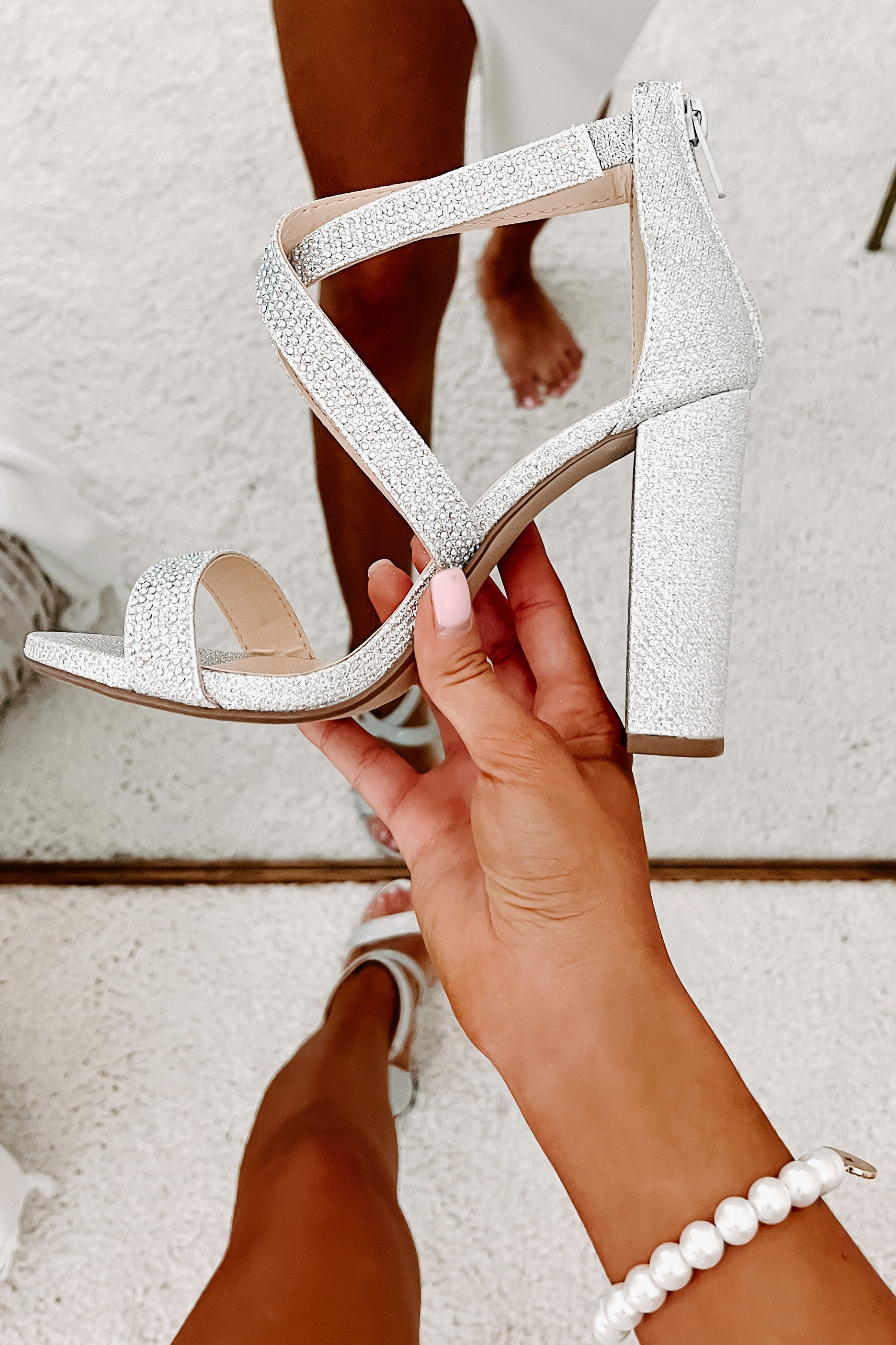 Silver shop gem heels