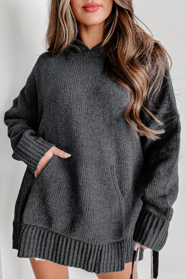 Searching For Comfort Chenille Knit Hoodie (Gunmetal Grey) - NanaMacs