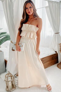 Rare Love Ruffled Tie-Back Maxi Dress (Champagne) - NanaMacs