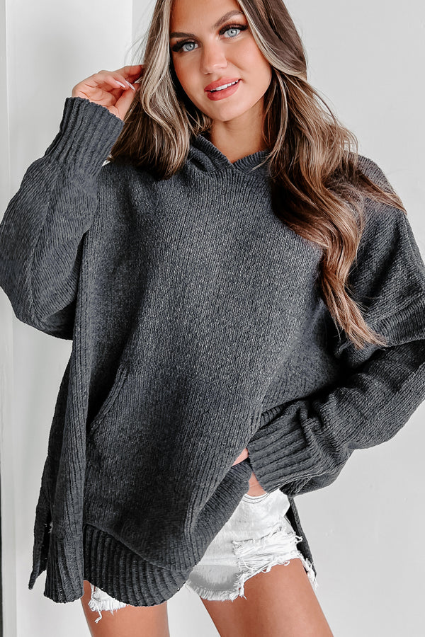 Searching For Comfort Chenille Knit Hoodie (Gunmetal Grey) - NanaMacs