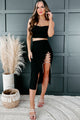 Elegant Occasions Rhinestone Lace-Up Midi Skirt (Black) - NanaMacs