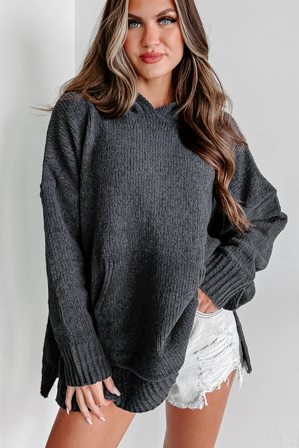 Searching For Comfort Chenille Knit Hoodie (Gunmetal Grey) - NanaMacs