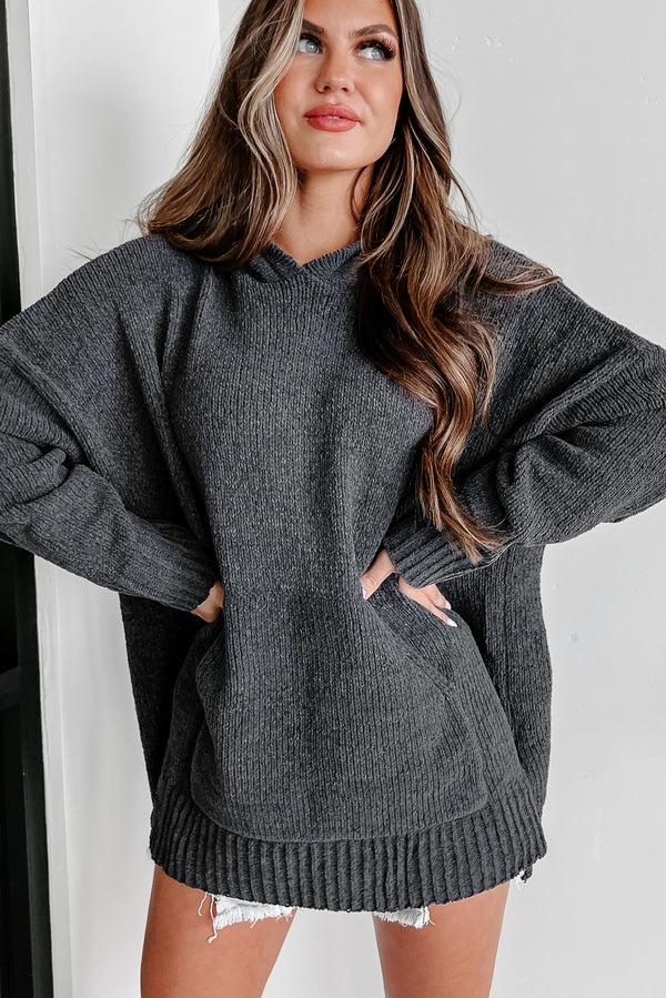 Searching For Comfort Chenille Knit Hoodie (Gunmetal Grey) - NanaMacs