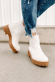 IMPERFECT Kicked Out Chunky Faux Leather Booties (Light White) - NanaMacs