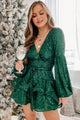 Destined For Fame Flared Sequin Dress (Hunter Green) - NanaMacs