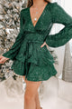 Destined For Fame Flared Sequin Dress (Hunter Green) - NanaMacs