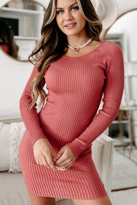 Redeeming Myself Long Sleeve Sweater Dress (Rose) - NanaMacs