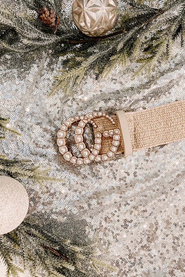 Don't Be Dramatic Woven Pearl Embellished Belt (Ivory) - NanaMacs