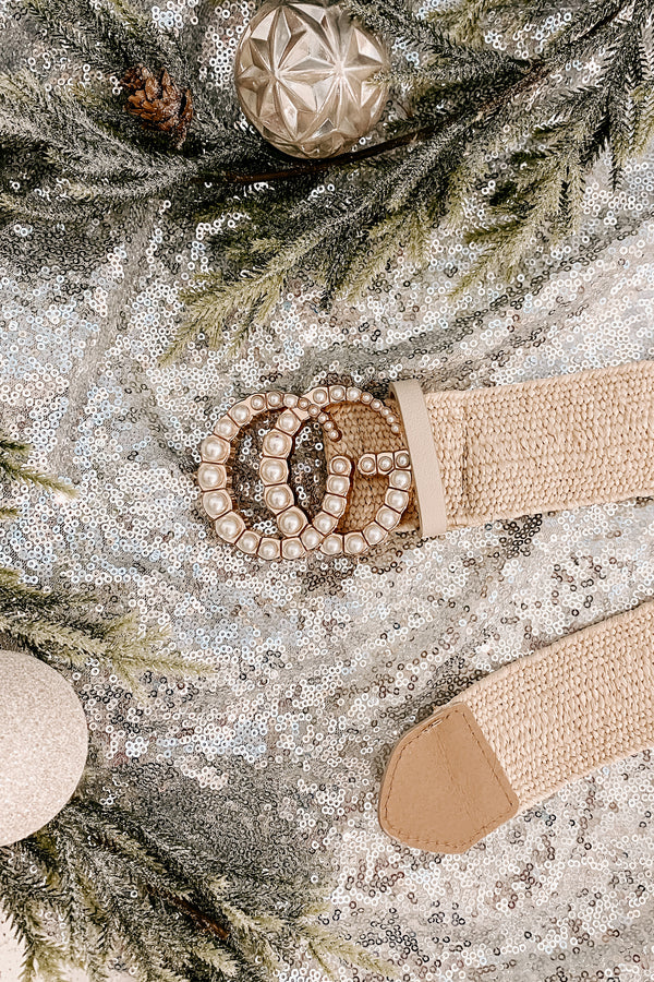 Don't Be Dramatic Woven Pearl Embellished Belt (Ivory) - NanaMacs