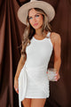 Look Your Fill Ribbed Tie-Waist Tank Dress (White) - NanaMacs