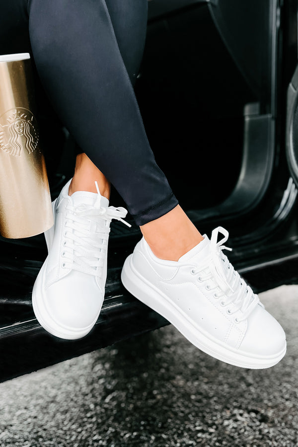 Sidewalk Strut Platform Sneaker (White) - NanaMacs