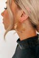 Follow My Lead Patterned Hoop Earrings (Gold) - NanaMacs