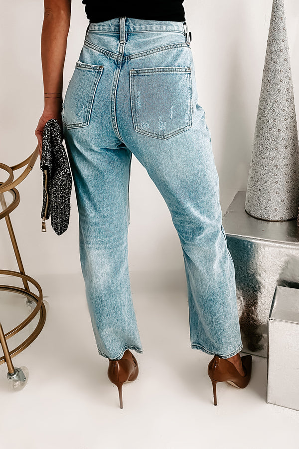 Back To The Beginning High Rise Distressed Straight Leg Jeans (Denim) - NanaMacs