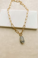 Relaxing My Chi Stone Pendent Necklace (Grey/Gold) - NanaMacs