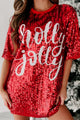 Little Holly, Little Jolly Sequin T-Shirt Dress (Red) - NanaMacs