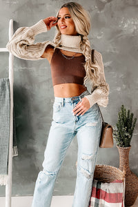 Back To The Beginning High Rise Distressed Straight Leg Jeans (Denim) - NanaMacs