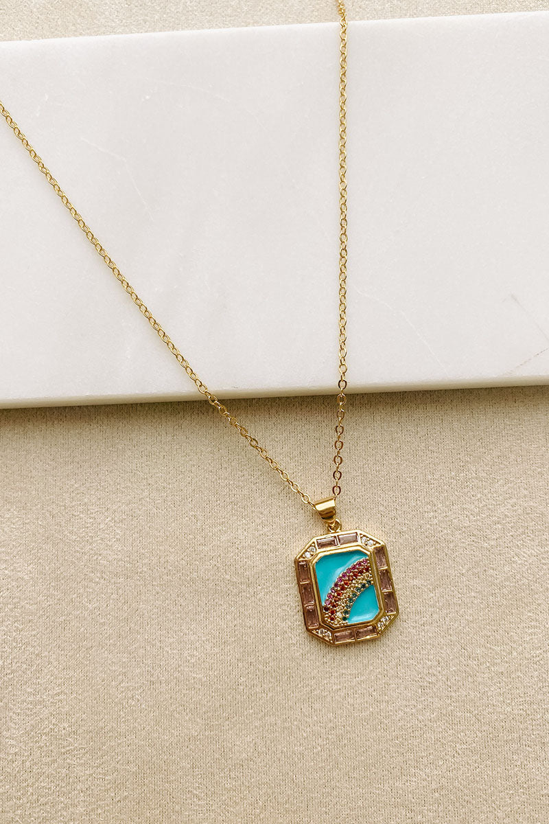 Searching For Gold Rainbow Pendant Necklace (Gold) - NanaMacs