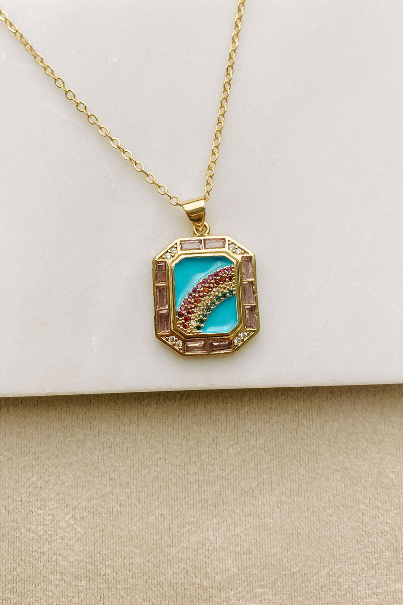 Searching For Gold Rainbow Pendant Necklace (Gold) - NanaMacs