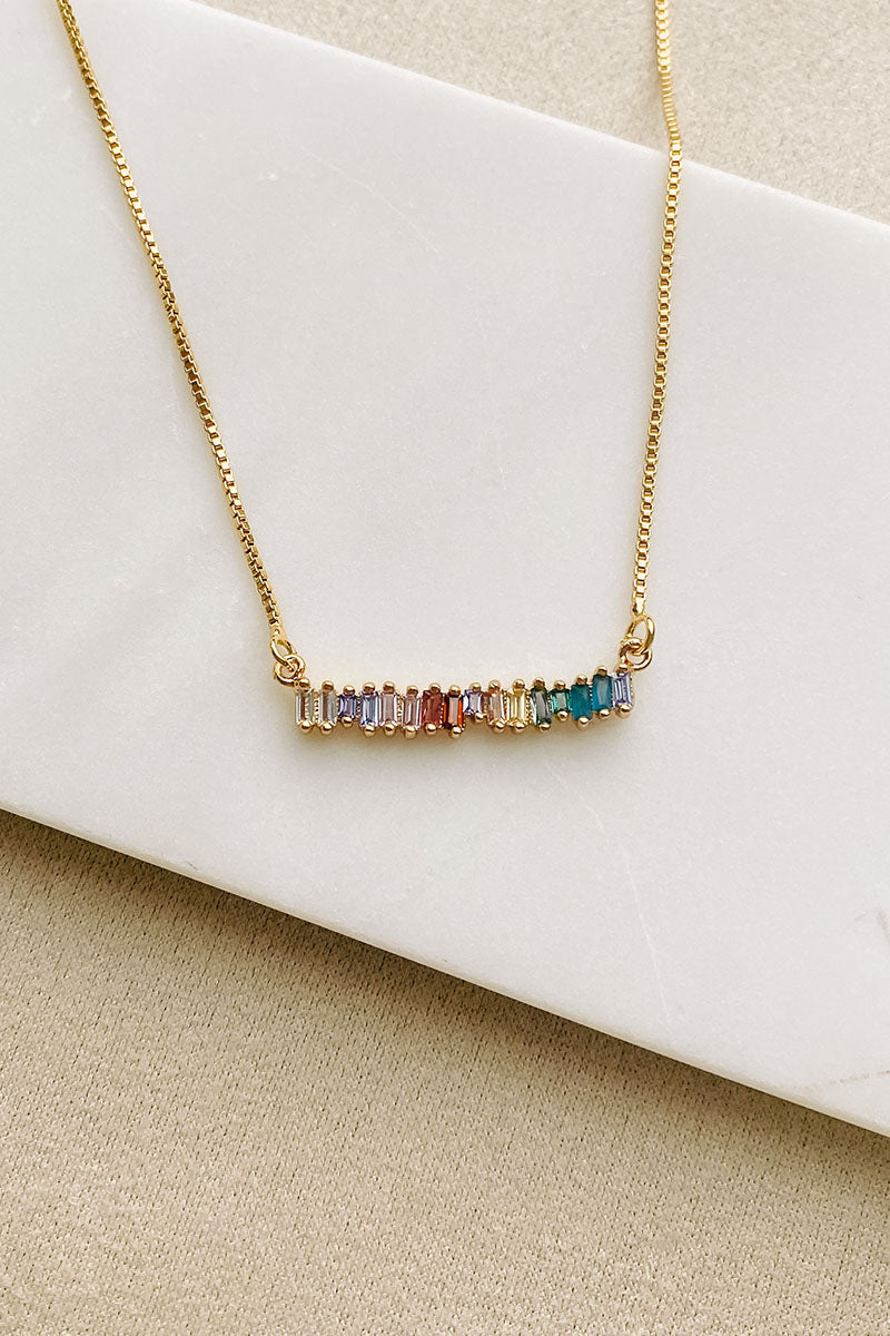 What A Revelation Rainbow Gem Necklace (Gold) - NanaMacs