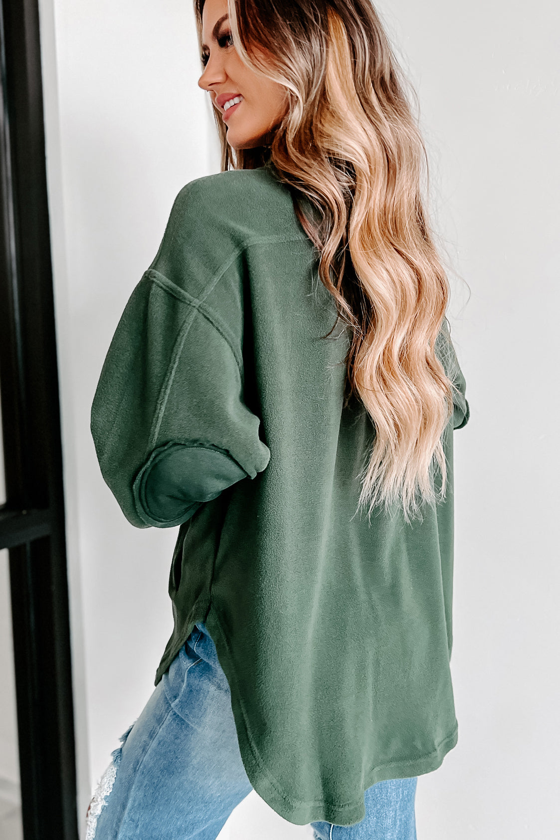 Cozy Campfire Nights Oversized Fleece Shacket (Army Green) - NanaMacs