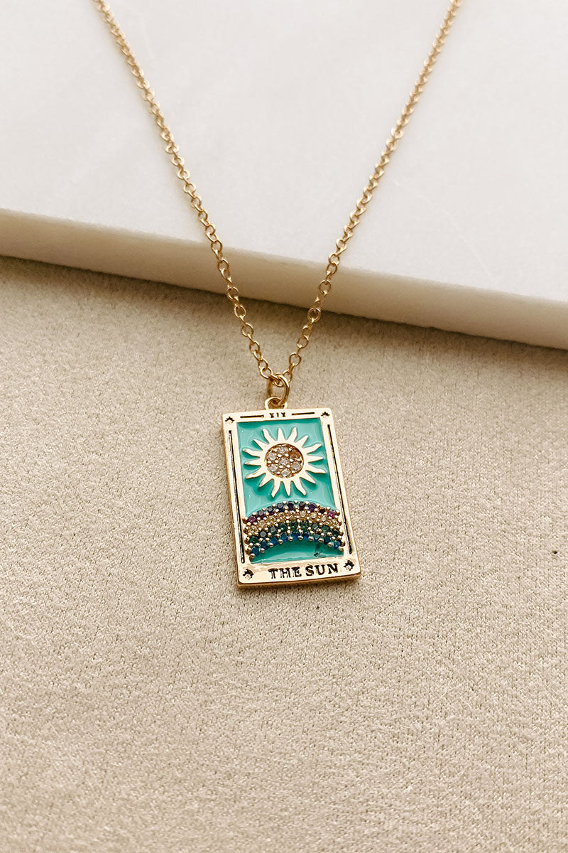 The Sun Tarot Card Necklace (Gold) - NanaMacs