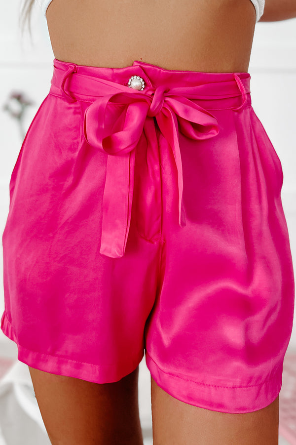 We Belong Together Satin Two-Piece Short Set (Fuchsia) - NanaMacs