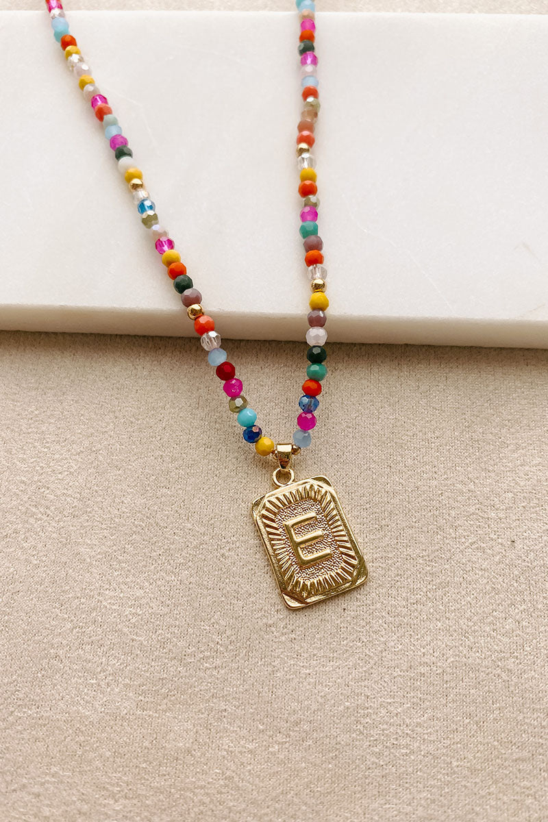 Colorful Connections Beaded Letter Necklace (Multi/Gold) - NanaMacs