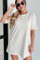 "NanaMacs XOXO" Oversized Graphic T-Shirt Dress (Vanilla/Taupe Text-Left Chest) - Print On Demand - NanaMacs
