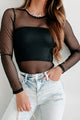 Camille Mesh Long Sleeve Bodysuit (Black) - NanaMacs