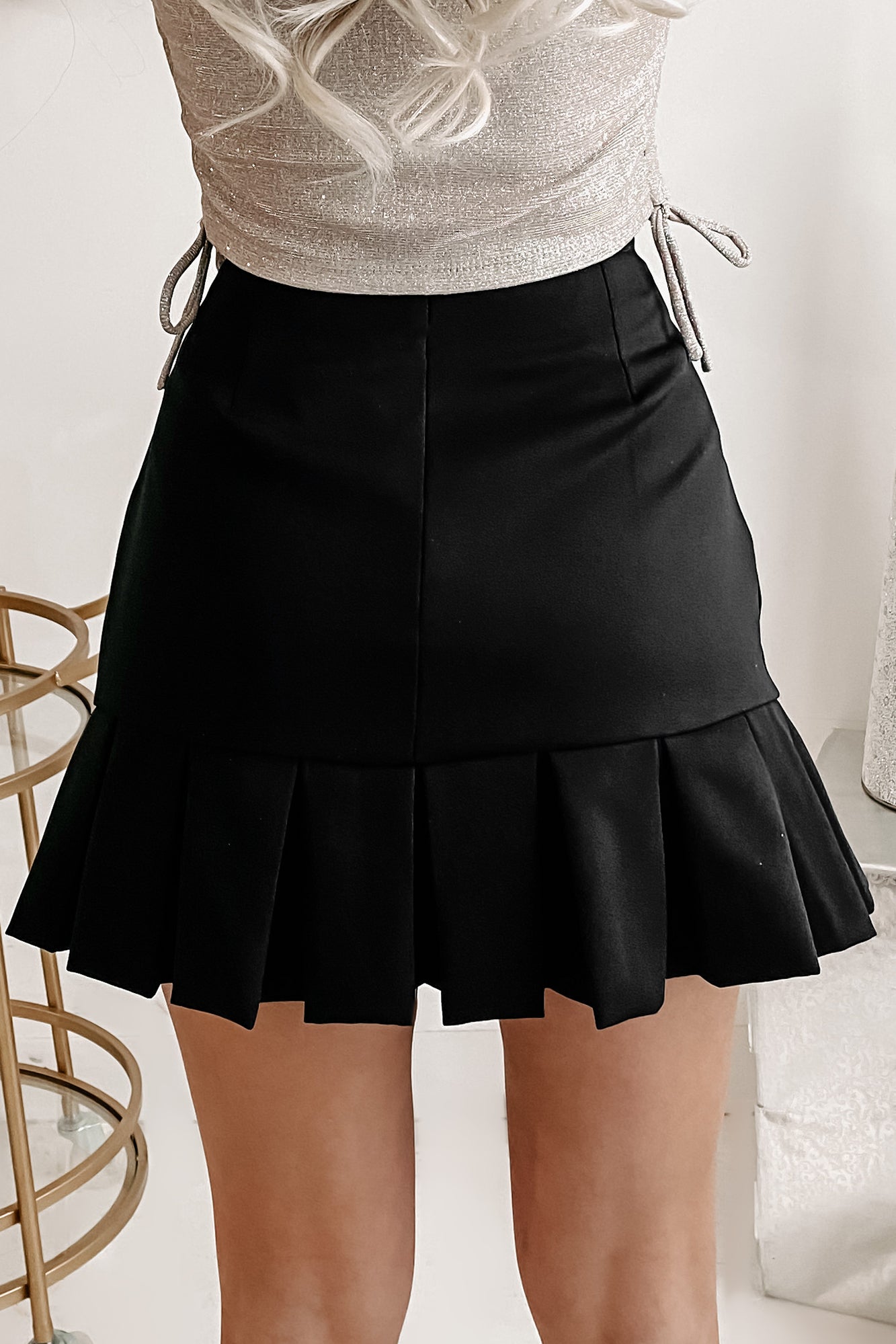 School Girl Sweet Button-Front Pleated Mini Skirt (Black) - NanaMacs