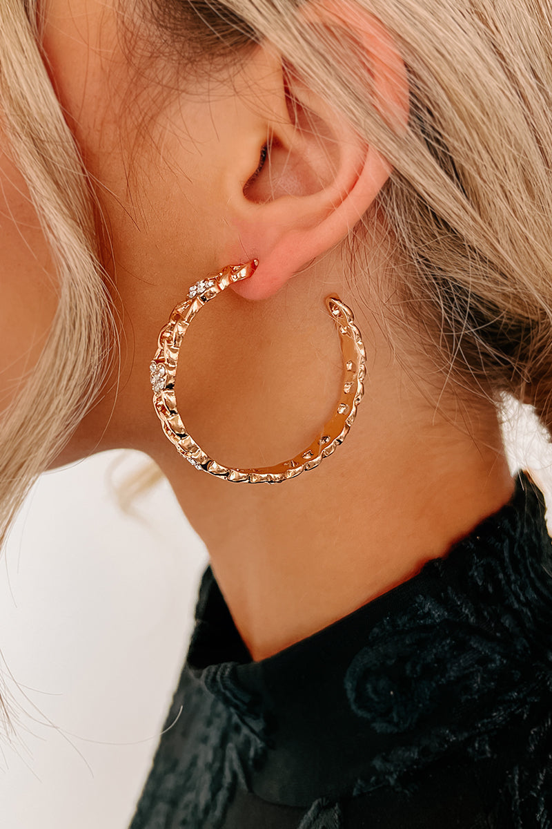 Think Pretty Textured Hoop Earrings (Gold) - NanaMacs