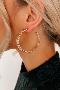 Think Pretty Textured Hoop Earrings (Gold) - NanaMacs